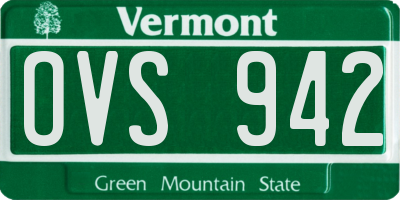 VT license plate OVS942