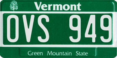 VT license plate OVS949