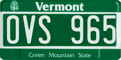 VT license plate OVS965