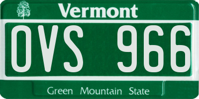 VT license plate OVS966