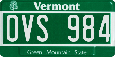 VT license plate OVS984