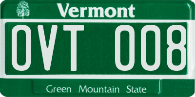 VT license plate OVT008