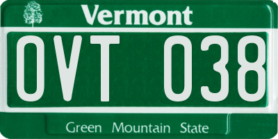 VT license plate OVT038