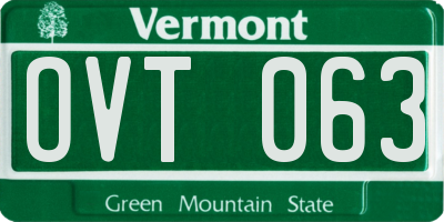 VT license plate OVT063