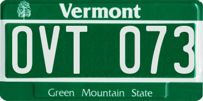 VT license plate OVT073