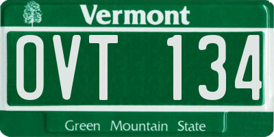 VT license plate OVT134