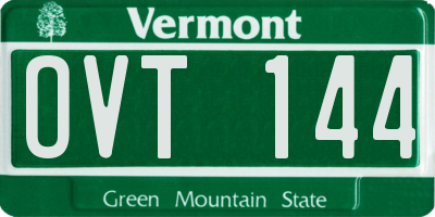 VT license plate OVT144