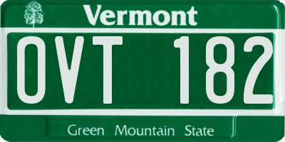 VT license plate OVT182