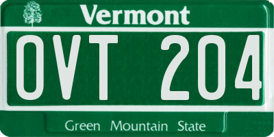 VT license plate OVT204