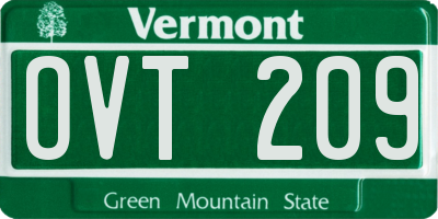 VT license plate OVT209