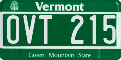 VT license plate OVT215