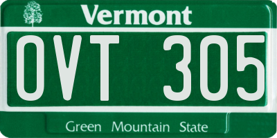 VT license plate OVT305