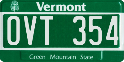 VT license plate OVT354