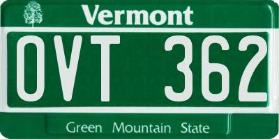 VT license plate OVT362