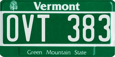 VT license plate OVT383