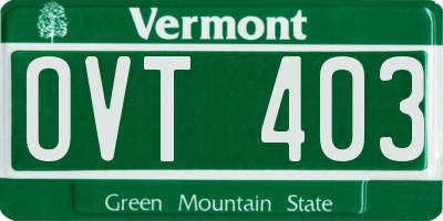VT license plate OVT403