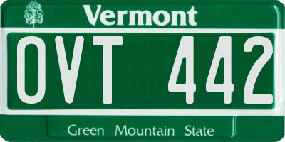 VT license plate OVT442