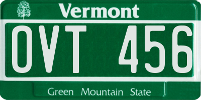 VT license plate OVT456