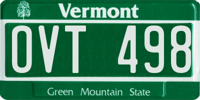 VT license plate OVT498