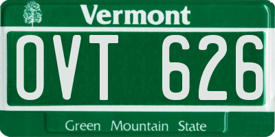 VT license plate OVT626
