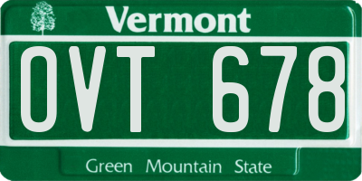 VT license plate OVT678