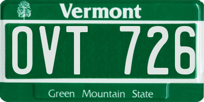 VT license plate OVT726