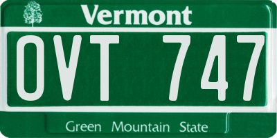 VT license plate OVT747