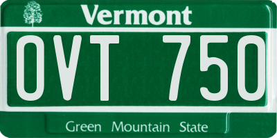 VT license plate OVT750