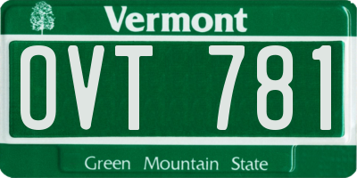 VT license plate OVT781