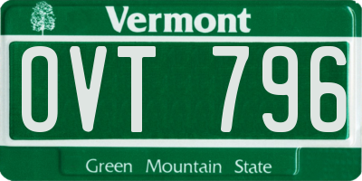 VT license plate OVT796