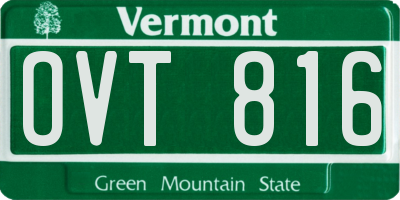 VT license plate OVT816