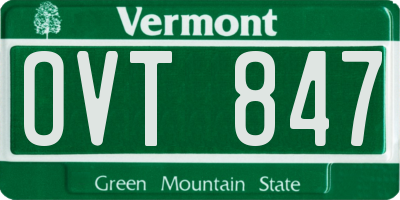 VT license plate OVT847