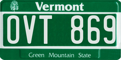 VT license plate OVT869
