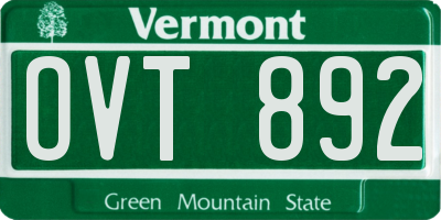 VT license plate OVT892