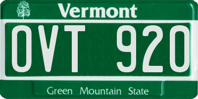 VT license plate OVT920