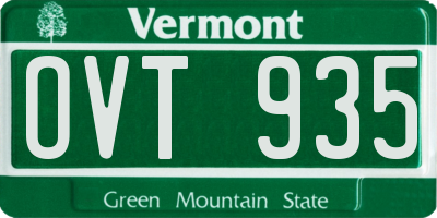 VT license plate OVT935