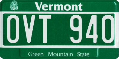 VT license plate OVT940