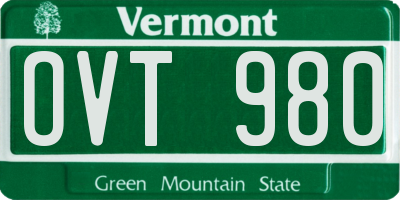 VT license plate OVT980