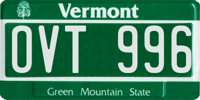 VT license plate OVT996