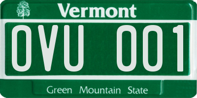 VT license plate OVU001