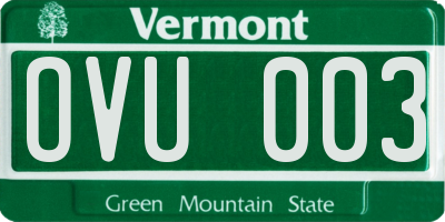 VT license plate OVU003