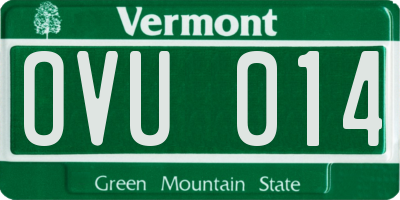 VT license plate OVU014
