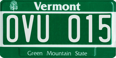 VT license plate OVU015