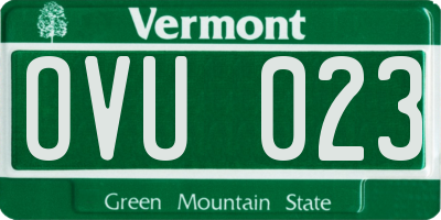 VT license plate OVU023