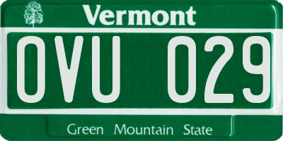 VT license plate OVU029