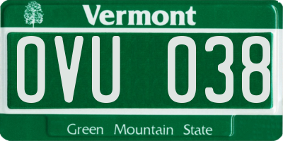 VT license plate OVU038