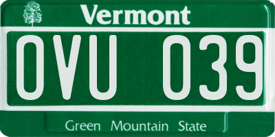 VT license plate OVU039