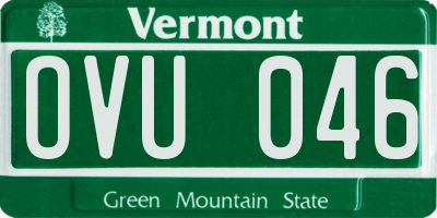 VT license plate OVU046