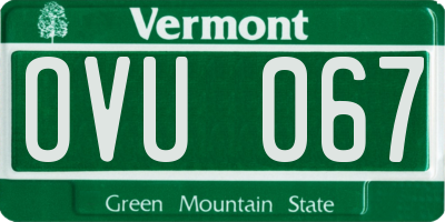 VT license plate OVU067