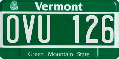 VT license plate OVU126